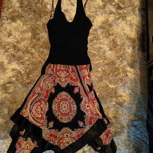 Pretty halter dress with asymetrical skirt